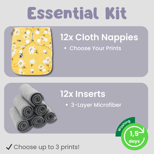 Kit Elinfant 12 Cloth Nappies + 12 Inserts